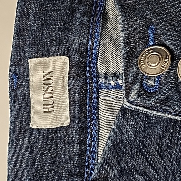 Hudson Collin Blue Jeans Denim Pants Mid-Rise Bootcut Crop Button Flap Pocket 28 - Picture 11 of 16